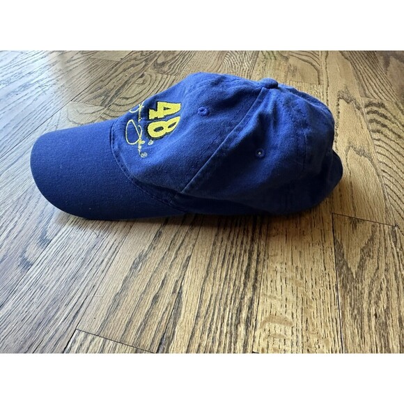 Jimmie Johnson #48 Blue Faux Auto‎ Strapback Hat/Cap Yellow Signature NASCAR GUC - Picture 2 of 5